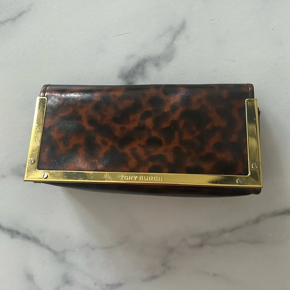 Tory Burch Tortoise Gold Tone Sunglasses Case